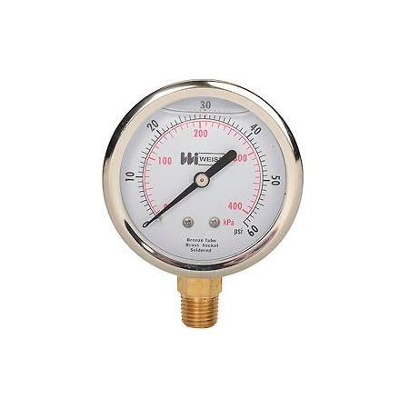 Weiss Instruments 2 1/2" dial, liquid filled, 1/4" NPT bottom, 0-60 PSI LF251-060-4L